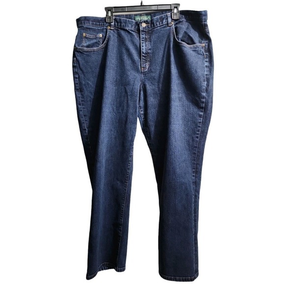 Lauren Jeans Co. Denim Jeans Dark Wash Straight Leg LRL Back Pocket 22W - Picture 1 of 7